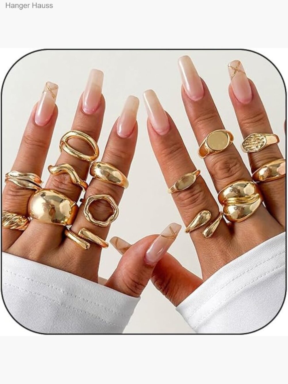 Chunky Geometric Dome Stacking Ring Set Non Tarnish Stackable Jewelry